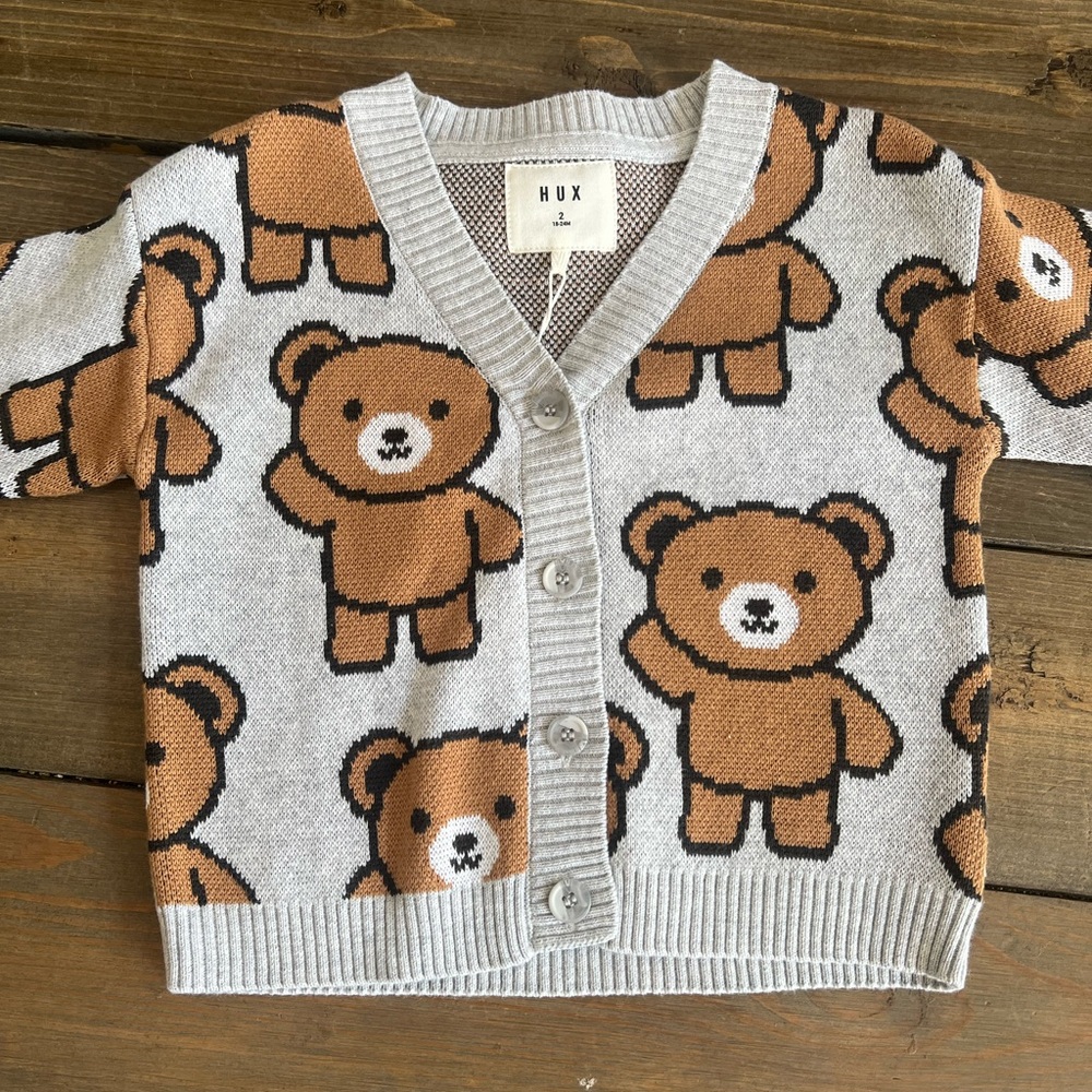 Hux Size 2 (18-24 months) Bear Cardigan - NWT